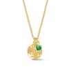 Dower & Hall Women's Gold Hammered Disc & Green Garnet Array Pendant In Vermeil In Gold