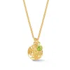 Dower & Hall Women's Gold Hammered Disc & Green Peridot Array Pendant In Gold