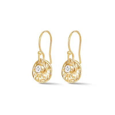 Dower & Hall Women's Gold Hammered Disc & White Sapphire Array Earrings In Vermeil