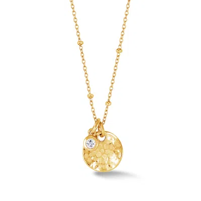 Dower & Hall Women's Gold Hammered Disc & White Sapphire Array Necklace In Vermeil