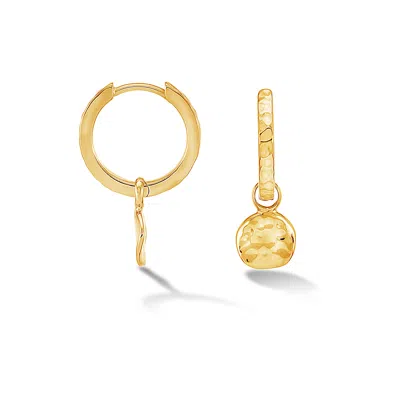 Dower & Hall Women's Gold Hammered Disc Nomad Hoops In Vermeil