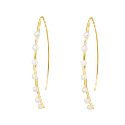 Dower & Hall Women's Gold Long Waterfall Pearl Drop Earrings In Vermeil In Metallic