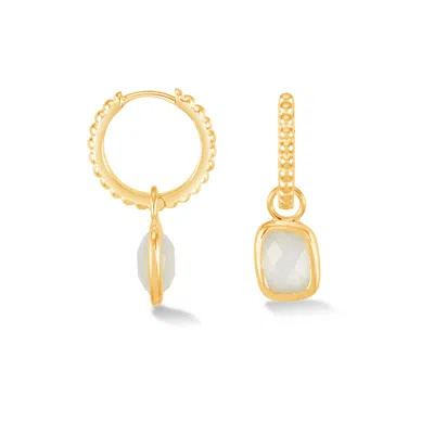 Dower & Hall Women's Gold Moonstone Dotty Huggie Hoops In Vermeil