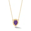 Dower & Hall Women's Gold / Orange Fine Yellow Gold Anemone Large Teardrop Pendant With Amethyst In Gold
