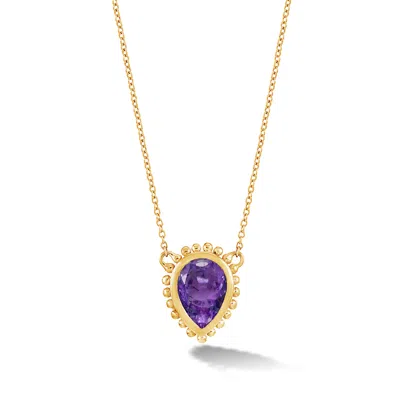 Dower & Hall Women's Gold / Orange Fine Yellow Gold Anemone Large Teardrop Pendant With Amethyst