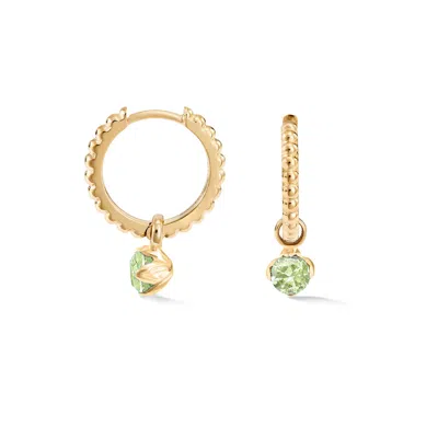 Dower & Hall Women's Gold Peridot Charm On Large Dotty Orissa Hoops In Vermeil