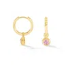 Dower & Hall Women's Gold / Pink Pink Quartz Hammered Huggie Hoops In Gold Vermeil In Multi