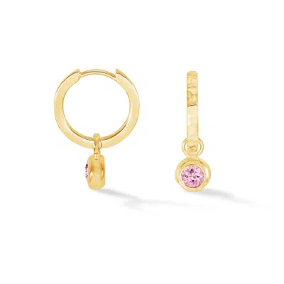 Dower & Hall Women's Gold / Pink Pink Quartz Hammered Huggie Hoops In Gold Vermeil In Multi