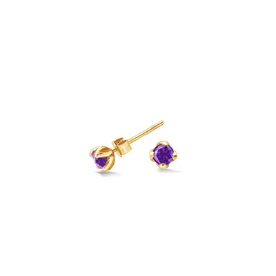 Dower & Hall Women's Gold / Pink / Purple Amethyst Orissa Studs In Gold Vermeil
