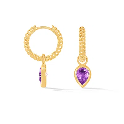 Dower & Hall Women's Gold / Pink / Purple Amethyst Twist Huggie Charm Hoops In Gold Vermeil