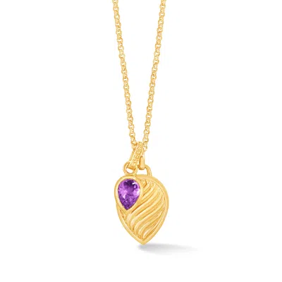 Dower & Hall Women's Gold / Pink / Purple Amethyst Twist Peardrop Necklace In Gold Vermeil