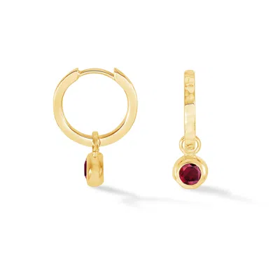 Dower & Hall Women's Gold / Red Garnet Hammered Huggie Hoops In Vermeil