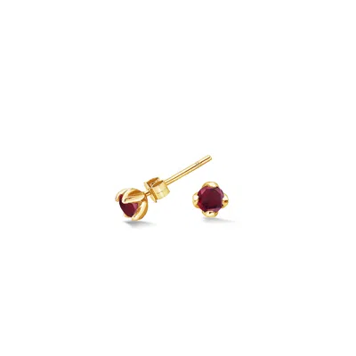 Dower & Hall Women's Gold / Red Garnet Orissa Studs In Gold Vermeil
