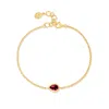 Dower & Hall Women's Gold / Red Red Garnet Pear Chain Bracelet In Gold Vermeil