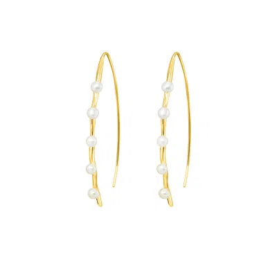 Dower & Hall Women's Gold Short Waterfall Pearl Drop Earrings In Vermeil