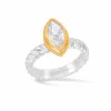 Dower & Hall Women's Gold / Silver Lab Grown White Sapphire Marquise Twist Twinkle Ring In Neutral
