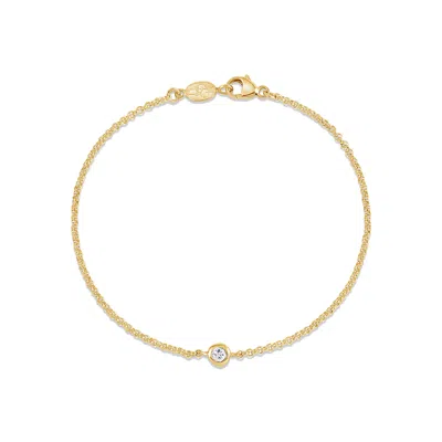 Dower & Hall Single White Sapphire Dewdrop Chain Bracelet In Gold