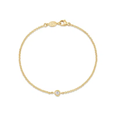 Dower & Hall Women's Gold Single White Sapphire Dewdrop Chain Bracelet In Vermeil