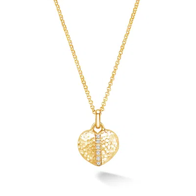 Dower & Hall Women's Gold Small White Sapphire Heart Lumiere Locket In Vermeil