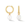 Dower & Hall Women's Gold Timeless Oval Pearl Charm Hoops In Vermeil In White