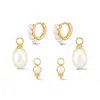 Dower & Hall Women's Gold Timeless Pearl Hoops Set In Vermeil In Gold