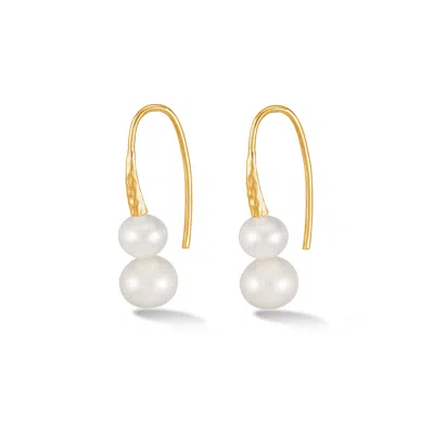 DOWER & HALL WOMEN'S GOLD TIMELESS WHITE PEARL DUO EARRINGS VERMEIL