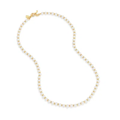 Dower & Hall Women's Gold Timeless White Pearl Halo Necklace In Vermeil