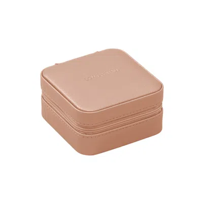 Dower & Hall Women's Gold Travel Latte Zipped Cushion Jewellery Box In Pink