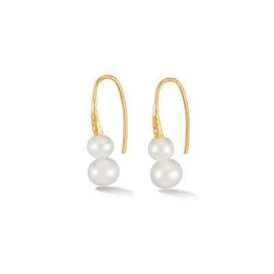 Dower & Hall Women's Gold White Freshwater Pearl Duo Earrings In Vermeil