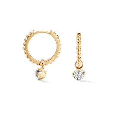 Dower & Hall Women's Gold White Topaz Large Dotty Orissa Hoops In Vermeil