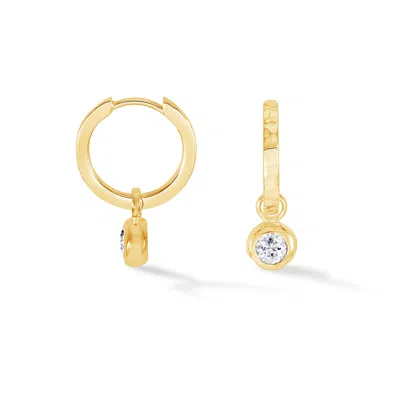 Dower & Hall Women's Gold / White White Topaz Hammered Huggie Hoops In Gold Vermeil