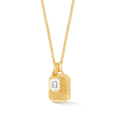 Dower & Hall Women's Gold / White White Topaz Octagon Humbug Necklace In Gold Vermeil