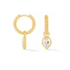 Dower & Hall Women's Gold / White White Topaz Twist Huggie Charm Hoops In Gold Vermeil