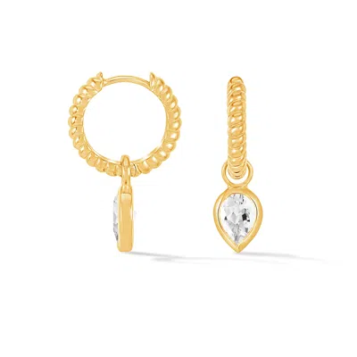 Dower & Hall Women's Gold / White White Topaz Twist Huggie Charm Hoops In Gold Vermeil