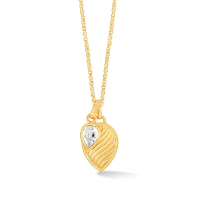Dower & Hall Women's Gold / White White Topaz Twist Peardrop Necklace In Gold Vermeil