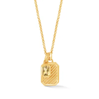 Dower & Hall Women's Gold / Yellow / Orange Citrine Octagon Humbug Necklace In Gold Vermeil