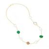 Dower & Hall Women's Green Gemstone & Baroque Pearl Pebble Necklace In Gold Vermeil