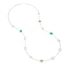 Dower & Hall Women's Green Gemstones & Pebbles Long Necklace In Silver In Silver
