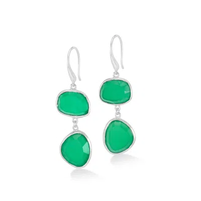 Dower & Hall Women's Green Onyx Pebble Drop Earrings In Silver In Metallic