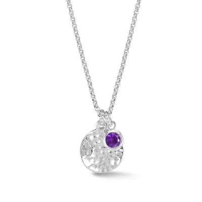 Dower & Hall Women's Hammered Disc & Amethyst Array Pendant In Silver In Metallic