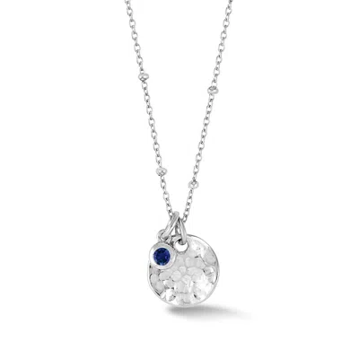 Dower & Hall Women's Hammered Disc & Blue Sapphire Pendant In Sterling Silver