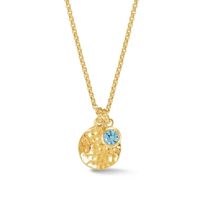 Dower & Hall Women's Hammered Disc & Blue Topaz Array Pendant - Gold
