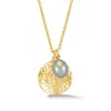 Dower & Hall Women's Hammered Disc & Dove Grey Freshwater Pearl Pendant In Gold Vermeil