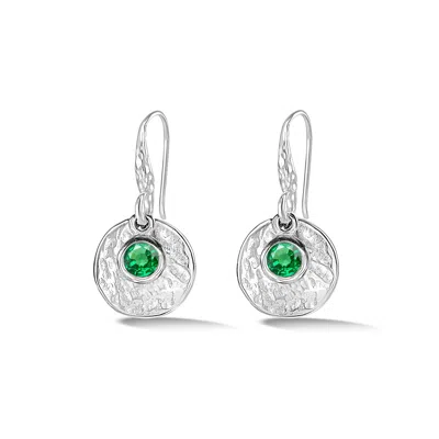 Dower & Hall Women's Hammered Disc & Green Garnet Array Drop Earrings In Silver In Metallic