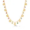 Dower & Hall Women's Hammered Disc & Mixed Gemstone Array Necklace Gold In Gold