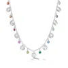 Dower & Hall Women's Hammered Disc And Mixed Gemstone Array Necklace In Sterling Silver In Silver