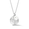 Dower & Hall Women's Hammered Disc & White Freshwater Pearl Nomad Pendant In Sterling Silver In Metallic