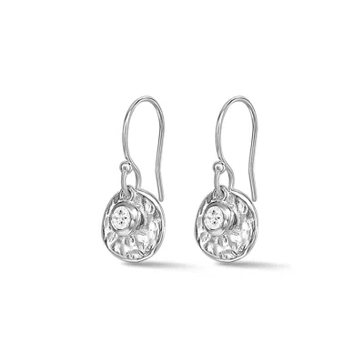Dower & Hall Women's Hammered Disc & White Sapphire Array Earrings In Silver In Metallic