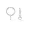 Dower & Hall Women's Hammered Heart Charm Huggie Hoops In Sterling Silver