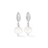 Dower & Hall Women's Hammered Marquise & Round White Pearl Drop Earrings In Sterling Silver